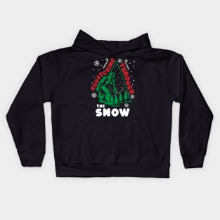 Bigfoot Squatching Through The Snow Christmas Tree Sasquatch Kids Hoodie